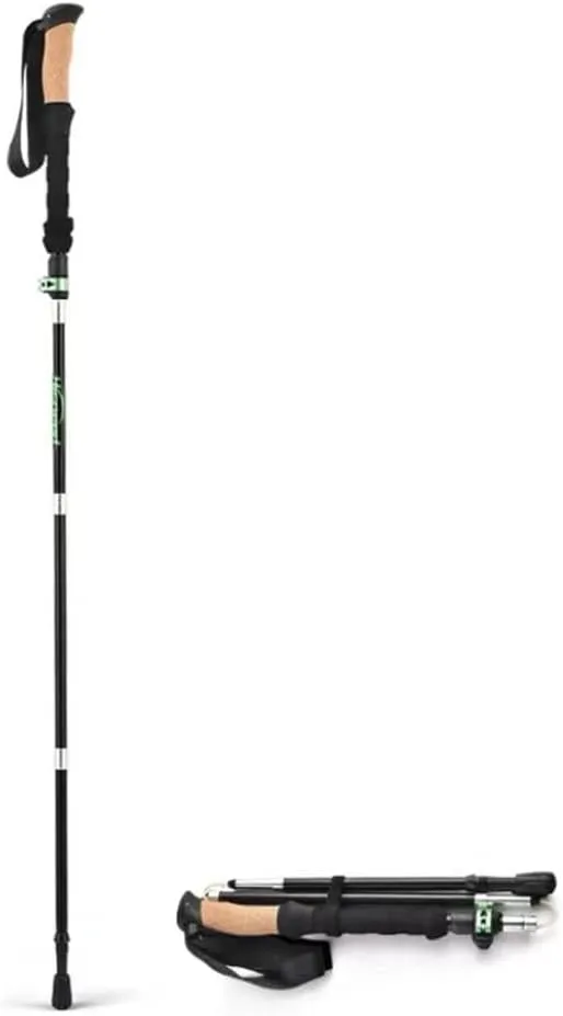 Collapsible Trekking Poles, Adjustable Hiking Poles, Aluminum Alloy Walking Sticks, Lightweight Climbing Sticks for Camping Backpacking (Color : Green)