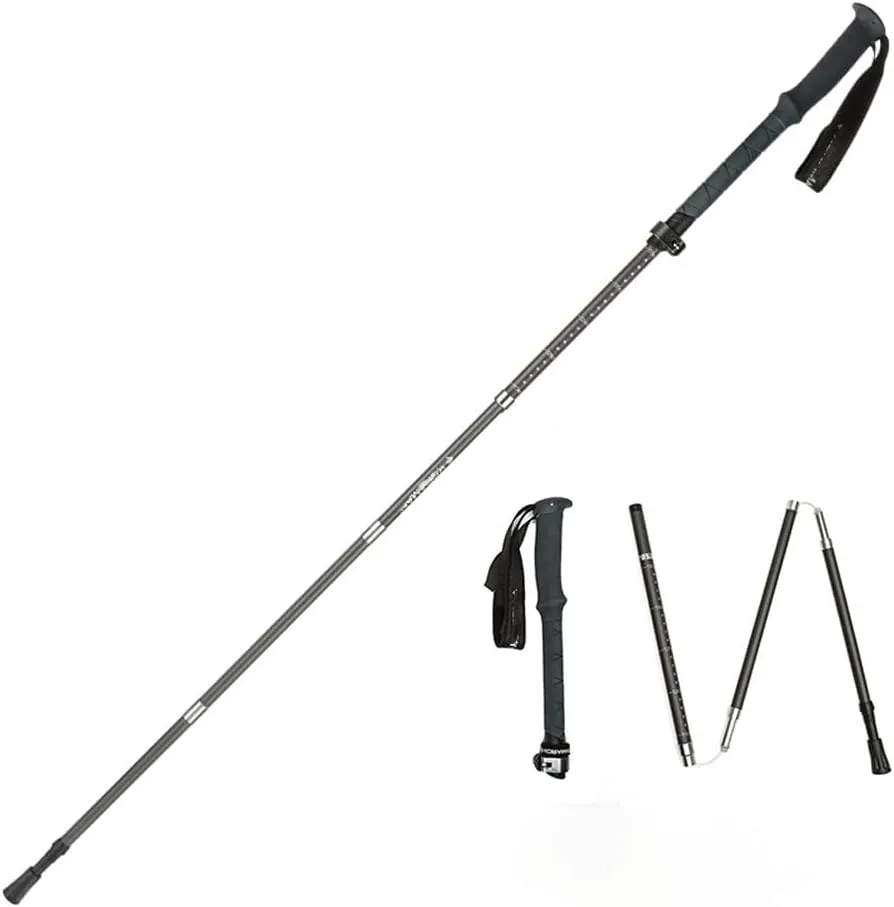 Collapsible Trekking Poles for Hiking, Carbon Fiber Trekking Sticks with Extra-Articular Lock Handle, Telescopic Walking Poles for Camping, Mountaining (Color : A)
