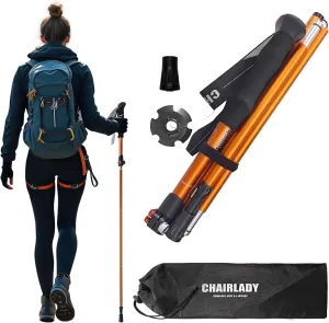 Collapsible Trekking Poles,7075 Aluminum Adjustable 43.3"-51.2" Hiking Poles, Quick-Lock Design,Walking Sticks for Hiking/Camping/Travel,1pc(Matte Orange)