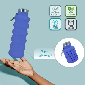 Collapsible Water Bottles 24oz, Odorless BPA-Free Silicone, Leak-Proof Foldable Reusable Bottle - Perfect for Travel Sports Gym Hiking Camping Cycling - Purple