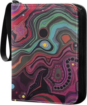 Colorful Lines Card Binder Trading Cards Holder 4-Pocket，Album Pages Card Display Sleeves Fits 400 Cards Collector Book