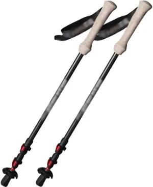 Compact 2 Pcs Trekking Poles, Quick Lock Adjustable Walking Stick, with EVA Grips, Adjustable Wrist Strap, for Travel