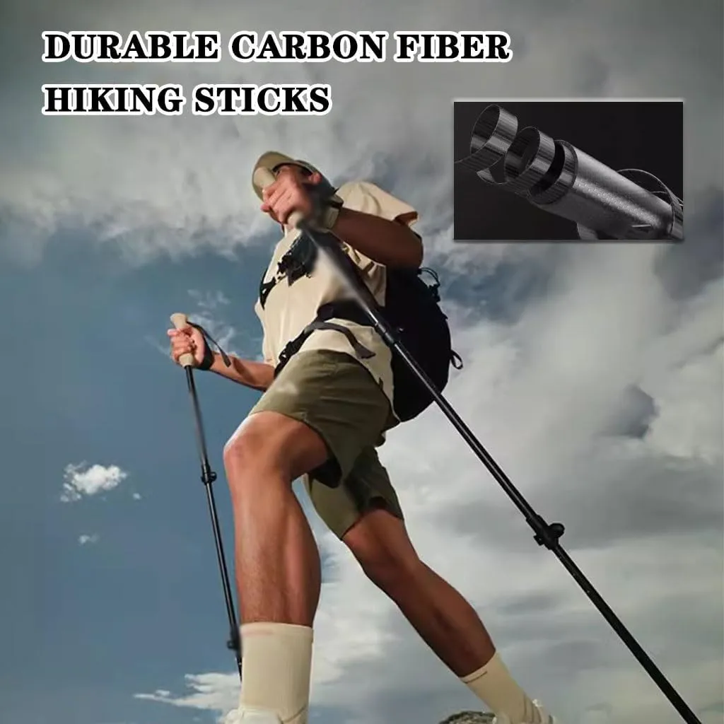 Compact 2 Pcs Trekking Poles, Quick Lock Adjustable Walking Stick, with EVA Grips, Adjustable Wrist Strap, for Travel