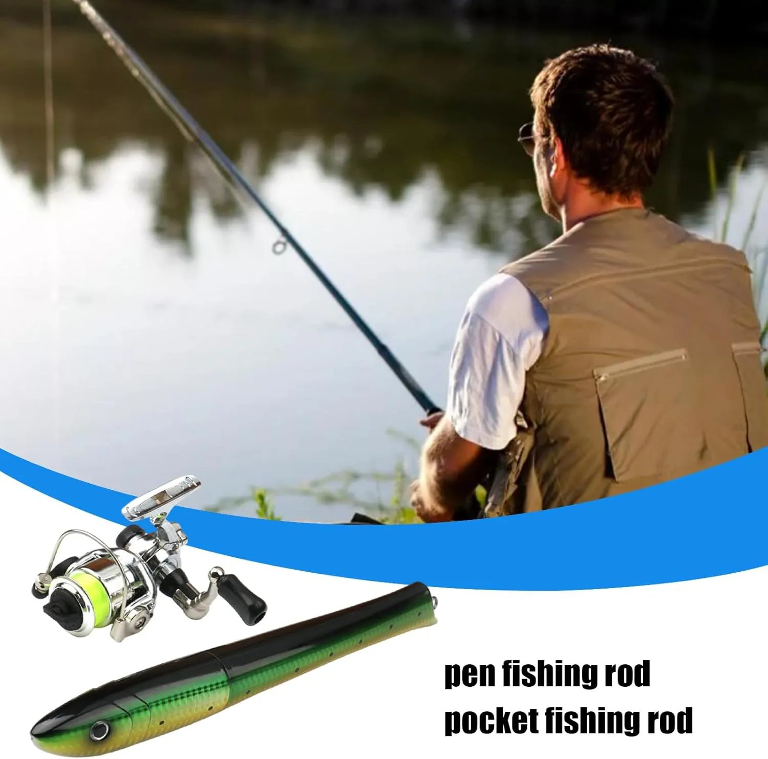Compact Pen Fishing Kit - Lightweight Rod and Reel Set, Pocket Size Combo | Reliable Tool for Quick River Catching, Saltwater Dockside Angling or Fishing During Trips