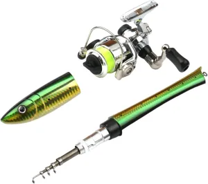 Compact Pen Fishing Kit - Lightweight Rod and Reel Set, Pocket Size Combo | Reliable Tool for Quick River Catching, Saltwater Dockside Angling or Fishing During Trips