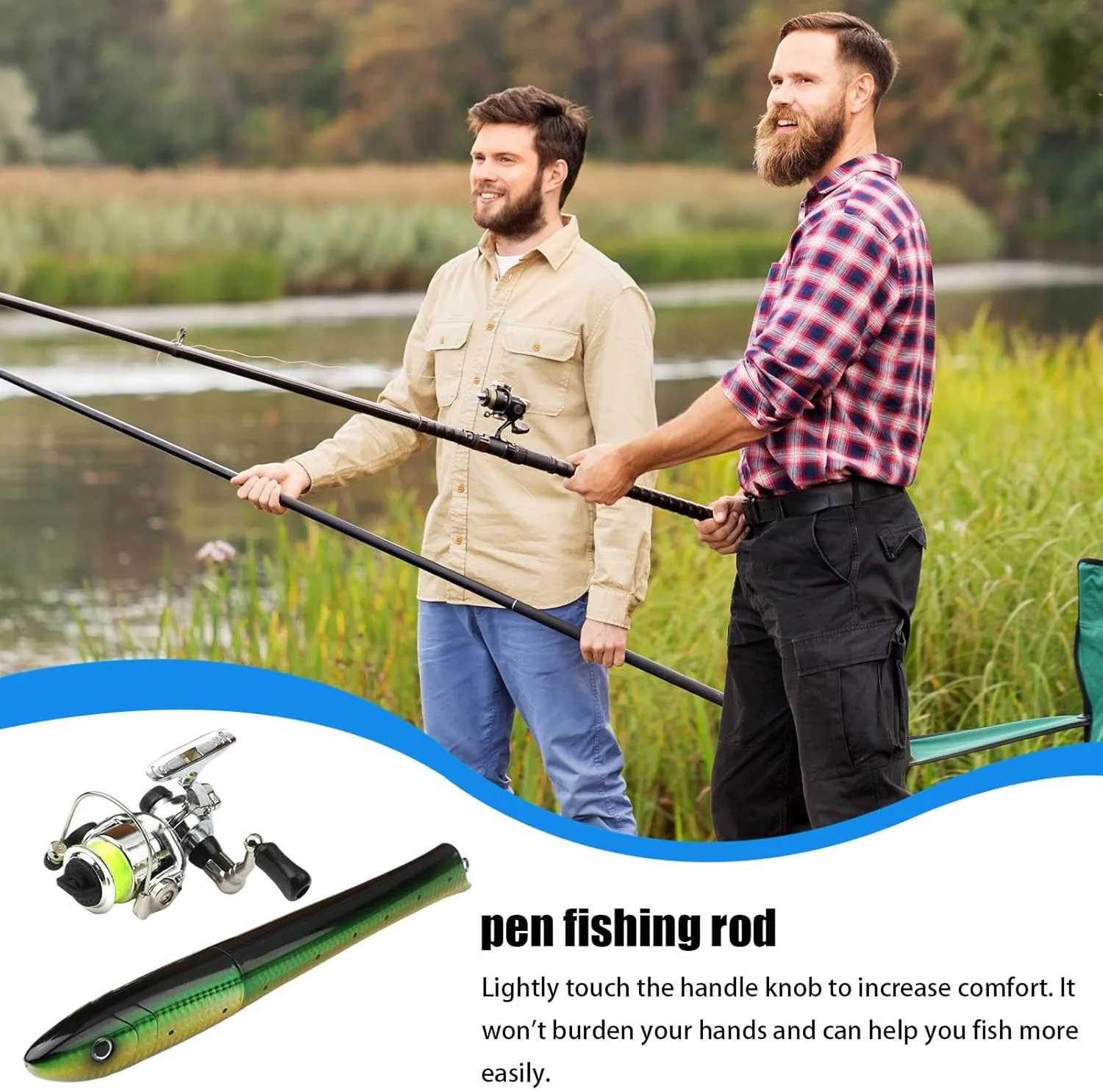 Compact Pen Fishing Kit - Lightweight Rod and Reel Set, Pocket Size Combo | Reliable Tool for Quick River Catching, Saltwater Dockside Angling or Fishing During Trips