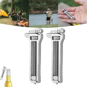 Compact Titanium Multitool, Compact Titanium Multitool Wrench, Multifunctional Adjustable Wrench Alloy Tool, Mini Portable Bottle Opener, For Outdoor Camping Hiking Backpacking Repairing (2, silver)