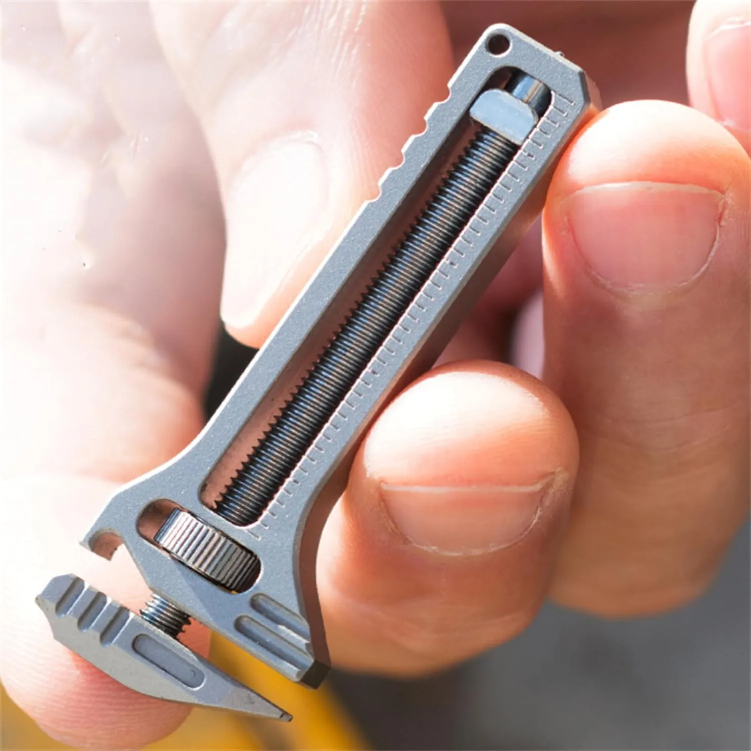 Compact Titanium Multitool, Compact Titanium Multitool Wrench, Multifunctional Adjustable Wrench Alloy Tool, Mini Portable Bottle Opener, For Outdoor Camping Hiking Backpacking Repairing (2, silver)
