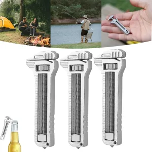 Compact Titanium Multitool, Compact Titanium Multitool Wrench, Multifunctional Adjustable Wrench Alloy Tool, Mini Portable Bottle Opener, For Outdoor Camping Hiking Backpacking Repairing (3, silver)
