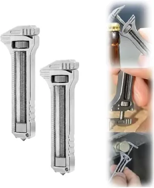 Compact Titanium Multitool, Mini Multitool Wrench, Keychain Multitool, Bottle Opener Keychain, Mini Alloy Multi-Tool for Everyday Prep, Mini Wrench Multi Tool, for Outdoor Hiking(Color:2Pcs)