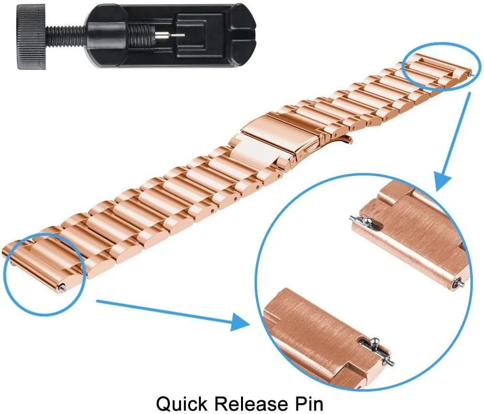 Compatible with Cubitt Viva Pro Smart Watch Band, Quick Release Stainless Steel Metal Replacement Strap Bracelet Compatible for Cubitt Viva Pro, Viva, Aura Pro, Aura Smart Watch