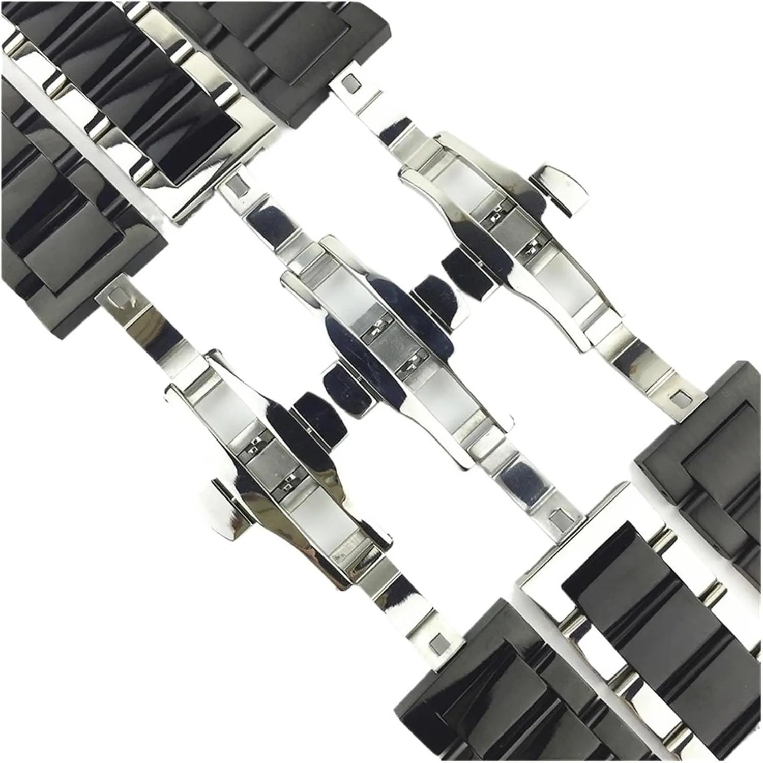 CongYi Replacement Stainless Steel Watch Band Glossy Matte Dual Color Butterfly Buckle Belt Watch Strap 16 18 20 21 22 23 24 26mm