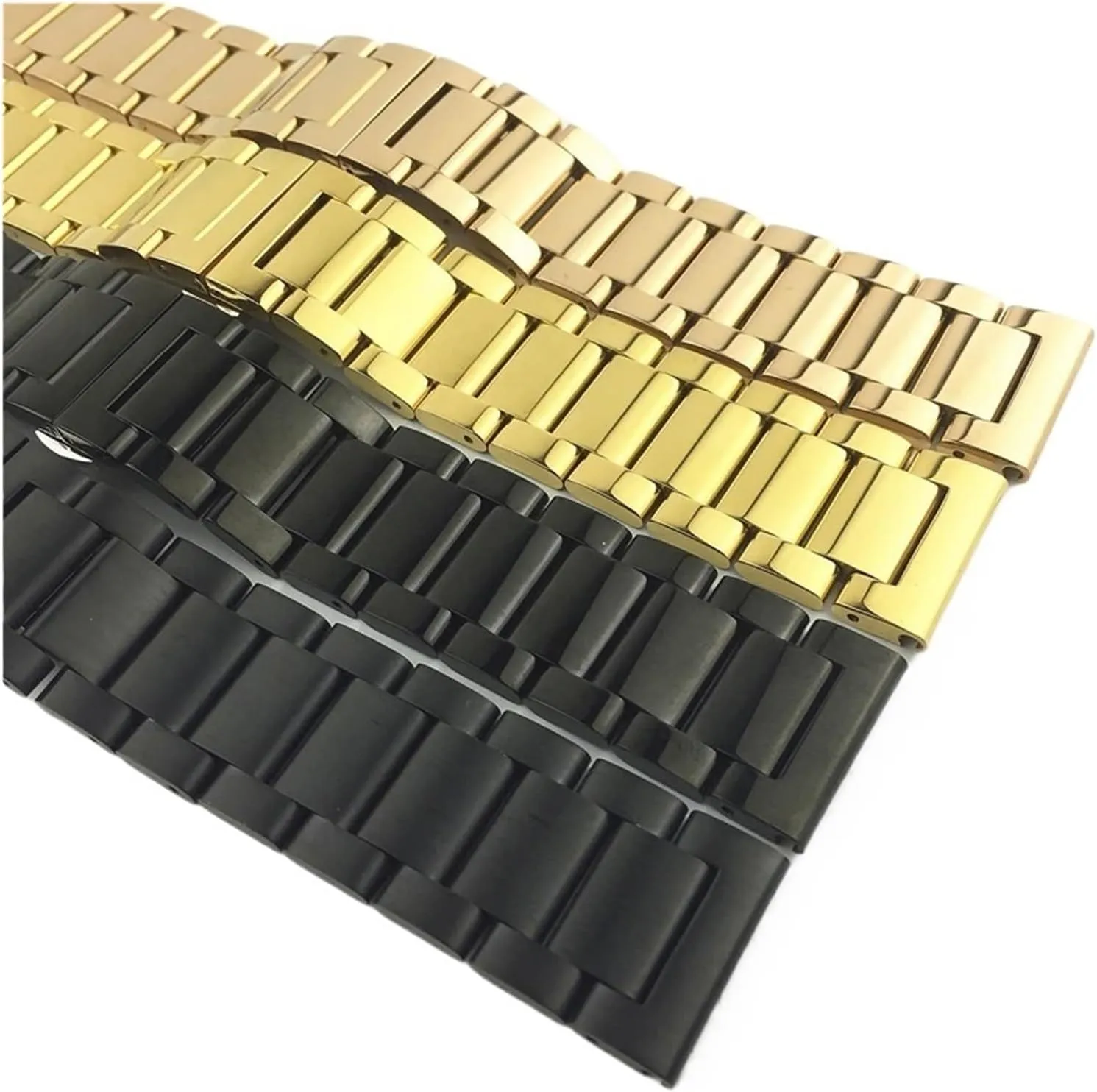 CongYi Replacement Stainless Steel Watch Band Glossy Matte Dual Color Butterfly Buckle Belt Watch Strap 16 18 20 21 22 23 24 26mm