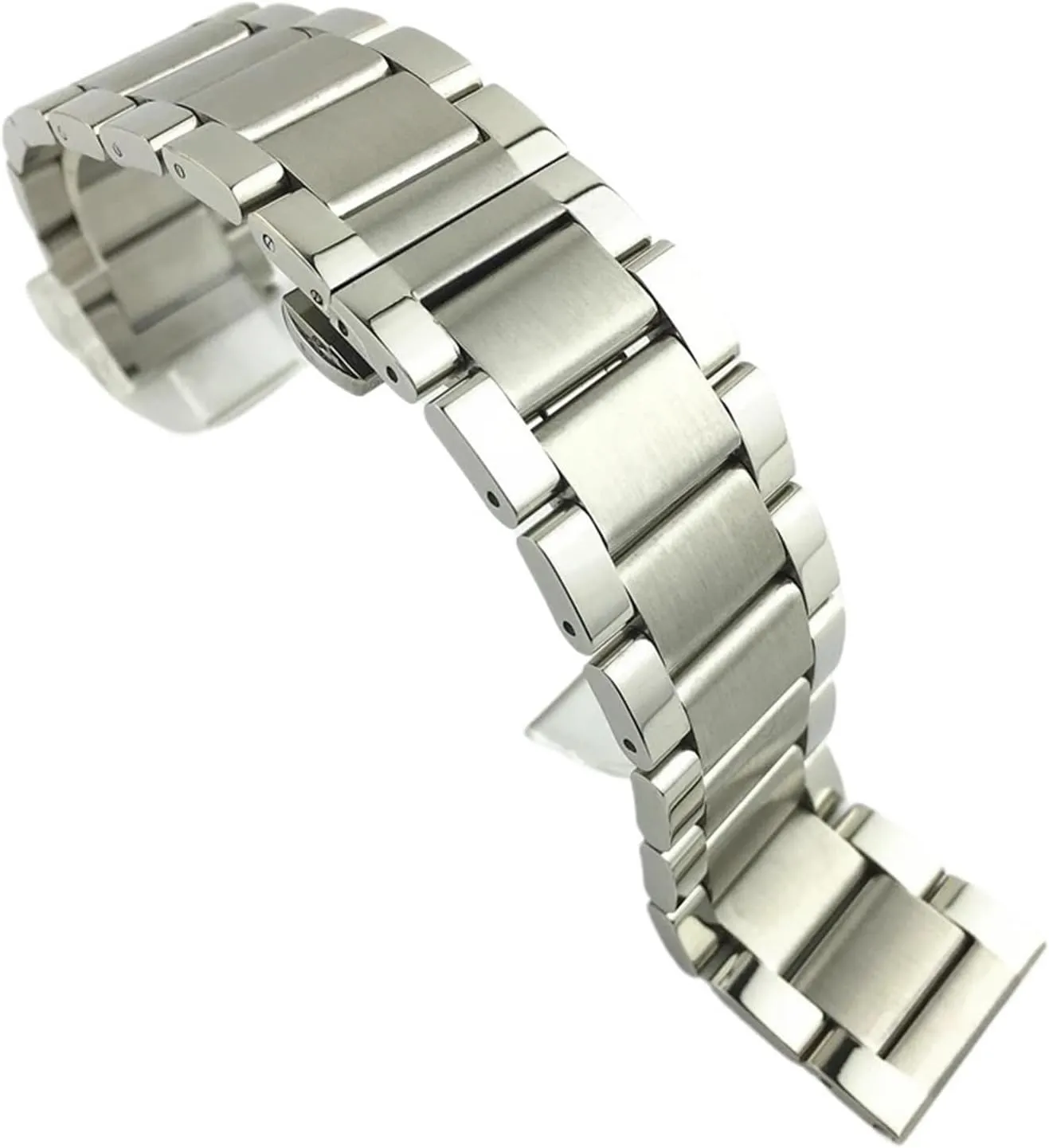 CongYi Replacement Stainless Steel Watch Band Glossy Matte Dual Color Butterfly Buckle Belt Watch Strap 16 18 20 21 22 23 24 26mm