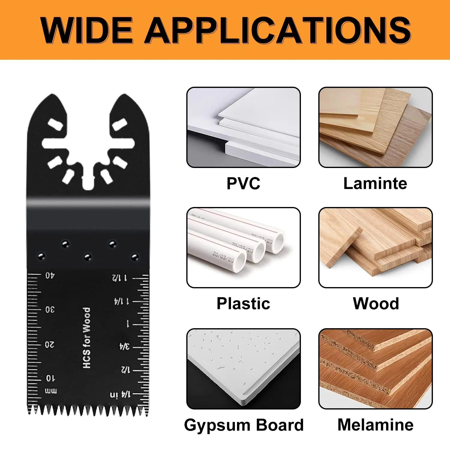 CONNOO 50 Pack Oscillating Saw Blades, Multitool Oscillating Tool Blades for Wood Metal Plastics, Japanese Long Teeth, Quick Release Multi Tool Blades Kits for Oscillating Tools