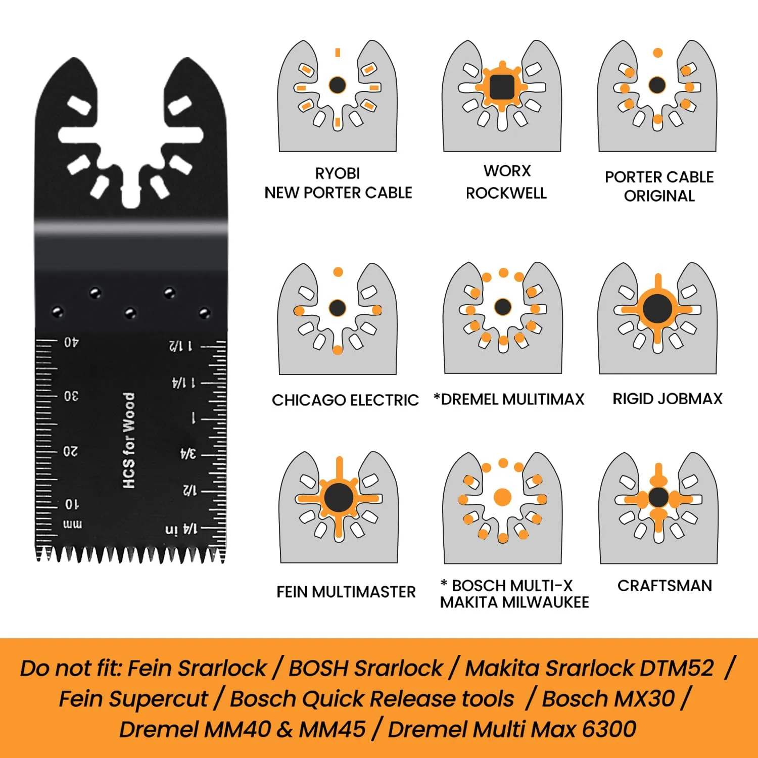 CONNOO 50 Pack Oscillating Saw Blades, Multitool Oscillating Tool Blades for Wood Metal Plastics, Japanese Long Teeth, Quick Release Multi Tool Blades Kits for Oscillating Tools