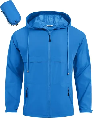 COOFANDY Men's Rain Jacket Waterproof with Hood Packable Rain Coat Lightweight Windbreaker for Hiking Golf Outdoor