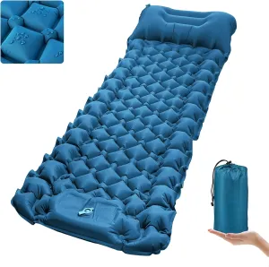 covacure Sleeping Pad for Camping - Ultralight Self-Inflating Camping Pad Mat with Built-in Foot Pump, Durable & Waterproof Camping Air Mattress for Hiking