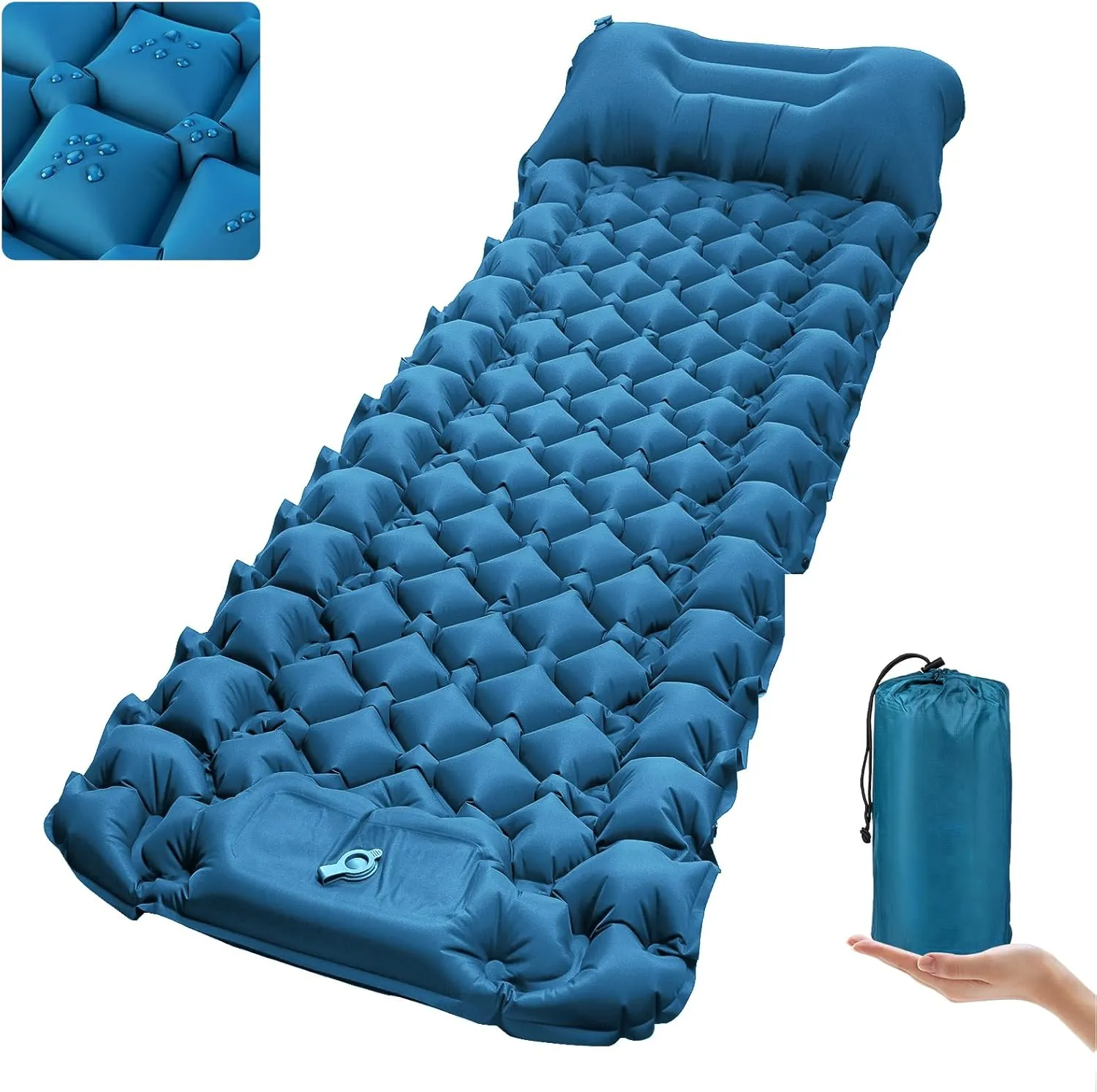 covacure Sleeping Pad for Camping - Ultralight Self-Inflating Camping Pad Mat with Built-in Foot Pump, Durable & Waterproof Camping Air Mattress for Hiking