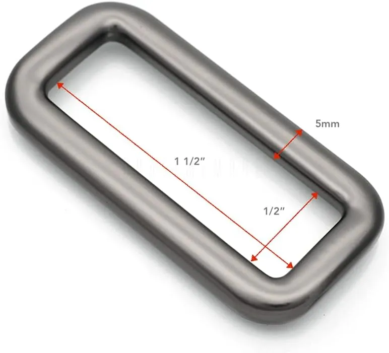 CRAFTMEMORE 1 1/2 Inch Rectangle Rings Buckle Metal Round Rectangular Loop for Bag Belt Strap Quality Finish SCLP 6pcs