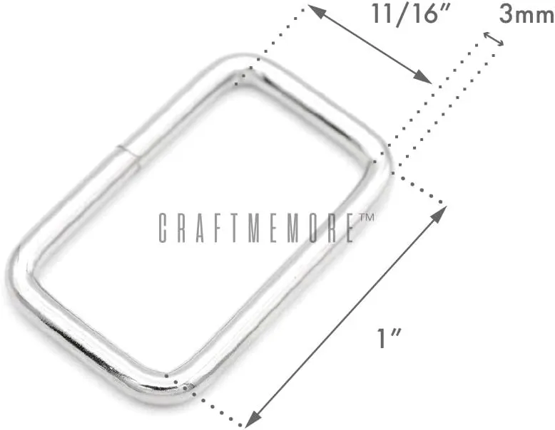CRAFTMEMORE Metal Rectangle Buckle Ring Fits 5/8" 3/4" 1" Strap Heavy Duty Rectangular Cord for Bag Belt Loop Purse Making (1" x 20 pcs, Gunmetal)