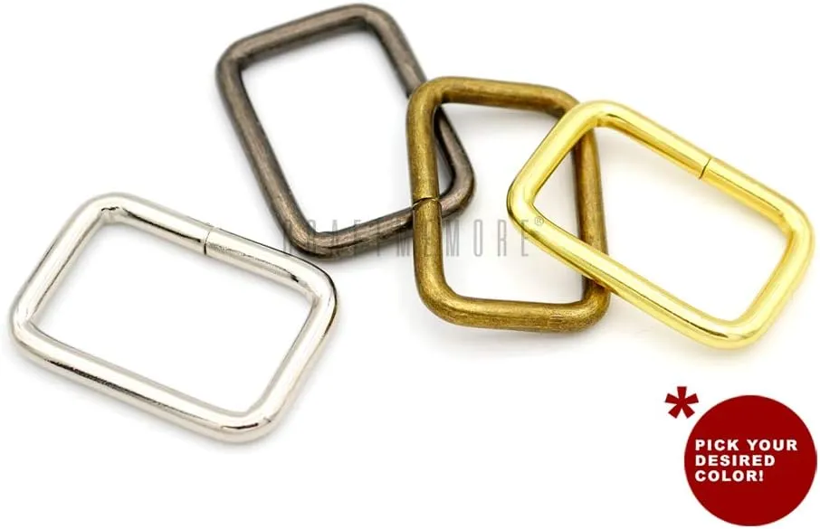 CRAFTMEMORE Metal Rectangle Buckle Ring Fits 5/8" 3/4" 1" Strap Heavy Duty Rectangular Cord for Bag Belt Loop Purse Making (1" x 20 pcs, Gunmetal)