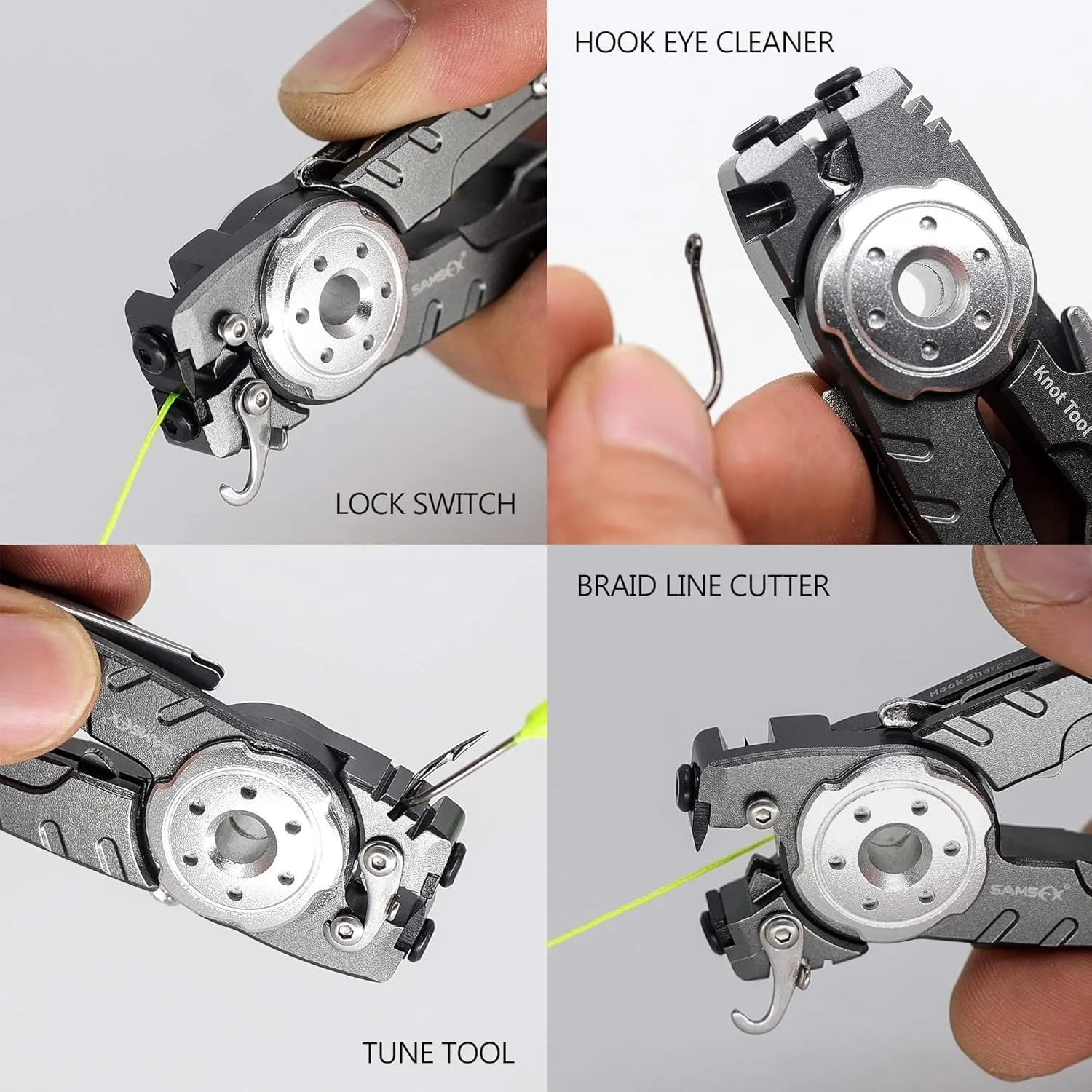 Creative Angler Multi Fishing Tool - Nipper Line Cutter, Knot Tie Tool, Hook Eye Cleaner, Hook Sharpner, and Zinger/Retractor Included