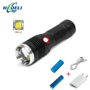 Cree xm l2 flashlight usb high power rechargeable led flashlight 26650 or 18650 battery retractable lantern torch flashlight