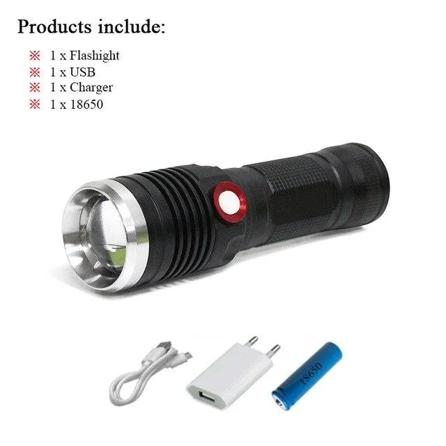 Cree xm l2 flashlight usb high power rechargeable led flashlight 26650 or 18650 battery retractable lantern torch flashlight