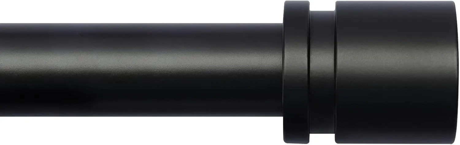 Curtain Rods for Windows 16 to 48 or 60 Inches Max Adjustable Length 1 Inch Diameter Window Curtain Rod with Aluminium Finials, Black