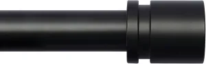 Curtain Rods for Windows 16 to 48 or 60 Inches Max Adjustable Length 1 Inch Diameter Window Curtain Rod with Aluminium Finials, Black