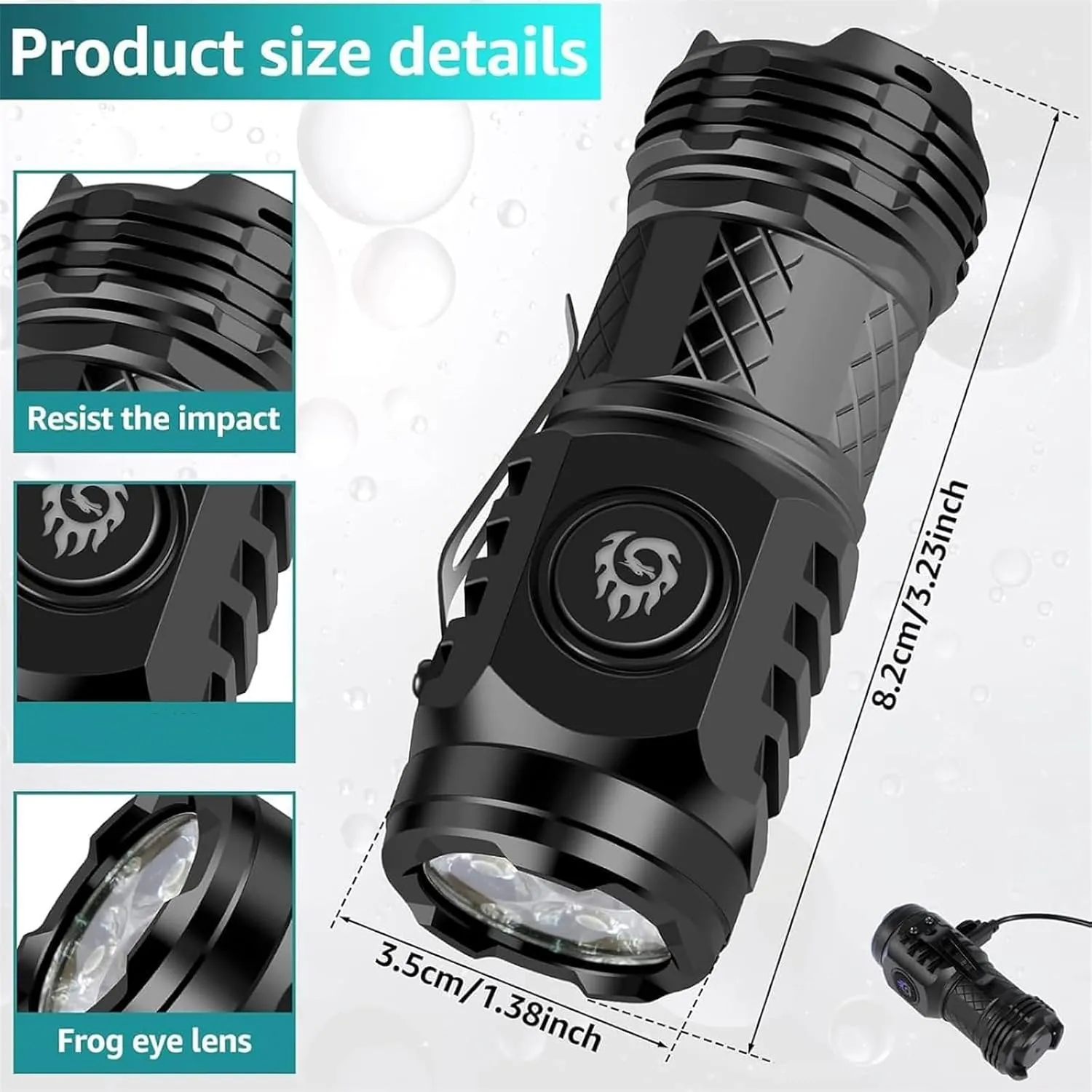 Curtainguess Flashlight, Richbeliefy Flashlight, Curtainguest Lights, Three-Eyed Monster Mini Flash Super Power Flashlight, 3 Eyed Monster Mini Flashlight, Florest4sale Flashlight (1pcs Black)