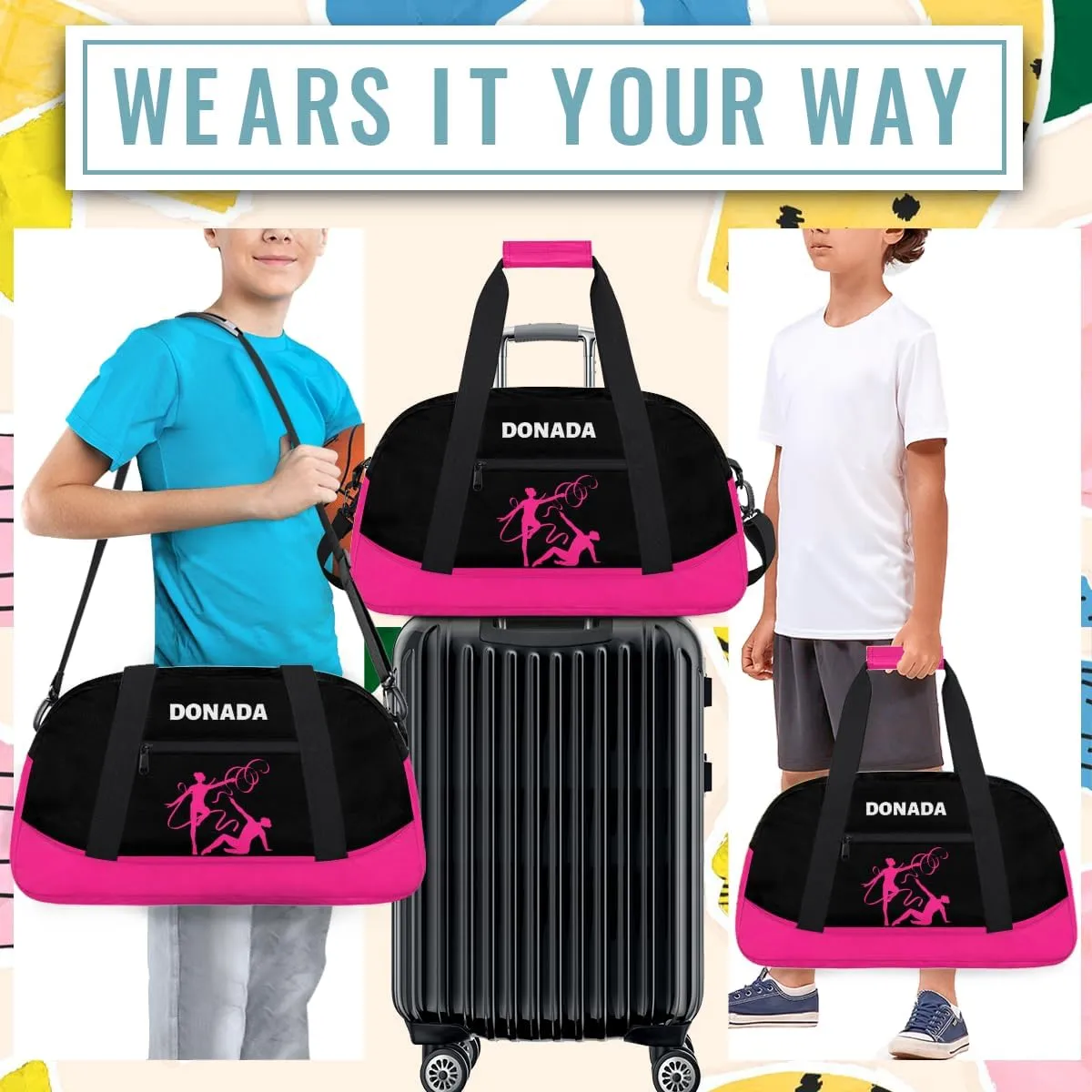 Custom Mini Gym Duffel Bag for Women Men Personalized Gymnastics Print Waterproof Carry On Weekender Bag