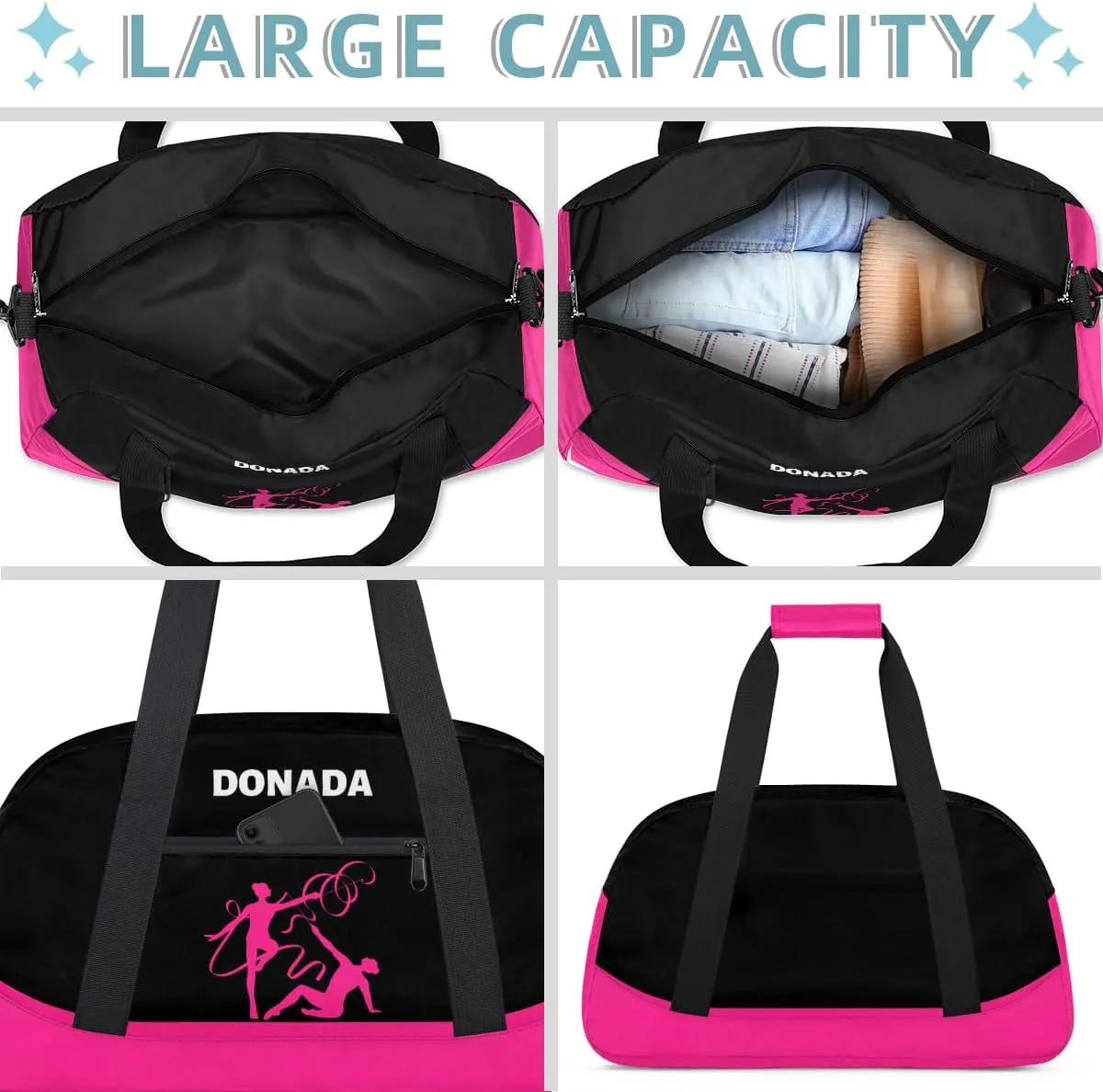 Custom Mini Gym Duffel Bag for Women Men Personalized Gymnastics Print Waterproof Carry On Weekender Bag