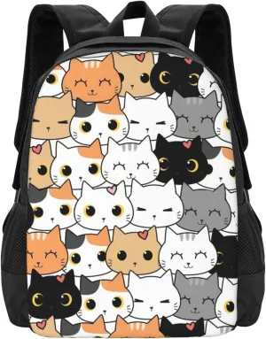 Cute Adorable Hand Drawing Cat Lightweight Packable Backpack Travel Casual Large Capacity Daypack Foldable Backpack For Men Women