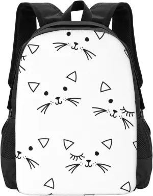 Cute Cats Head Lightweight Packable Backpack Travel Casual Large Capacity Daypack Foldable Backpack For Men Women