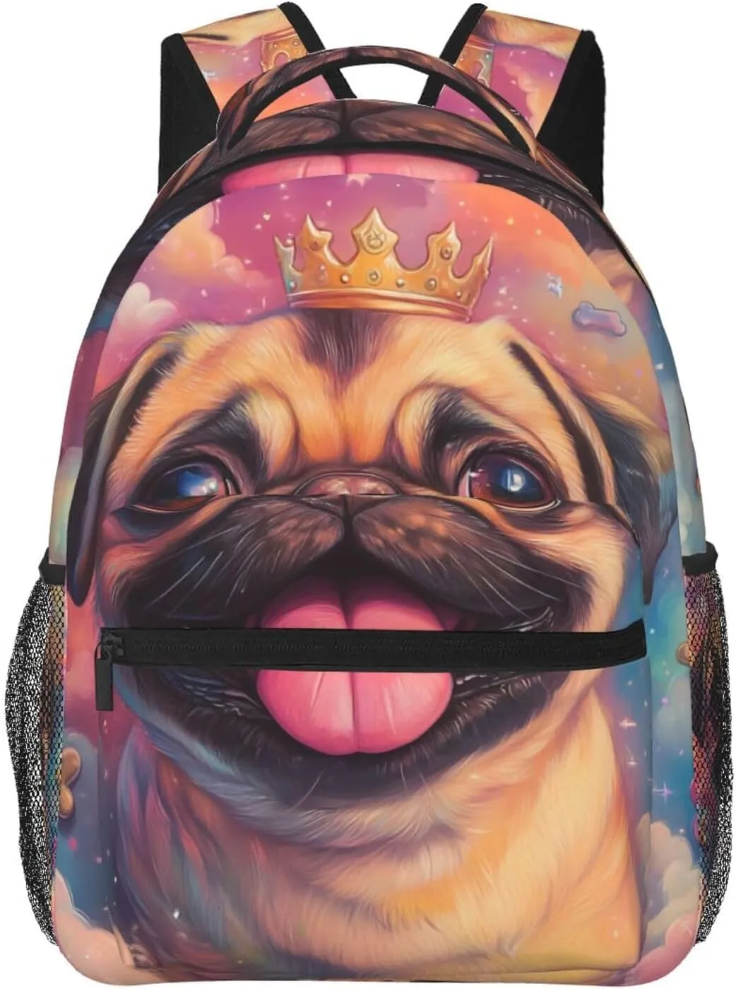 Cute Pug Dog Printed Vintage Backpack For Trekking Gift Backpacking