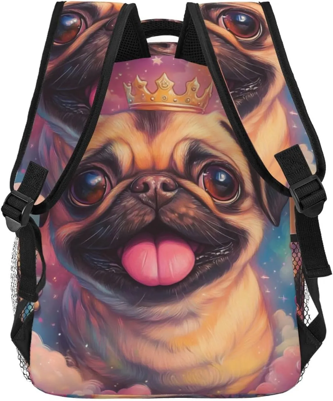 Cute Pug Dog Printed Vintage Backpack For Trekking Gift Backpacking