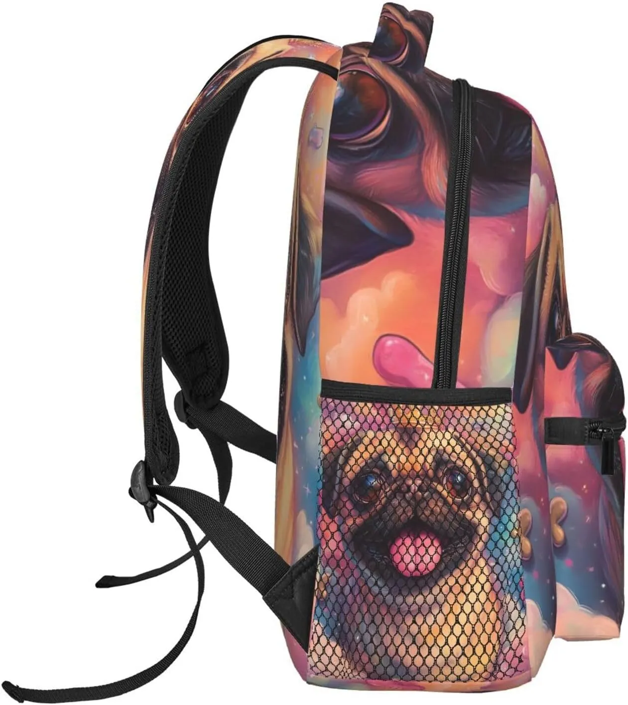 Cute Pug Dog Printed Vintage Backpack For Trekking Gift Backpacking