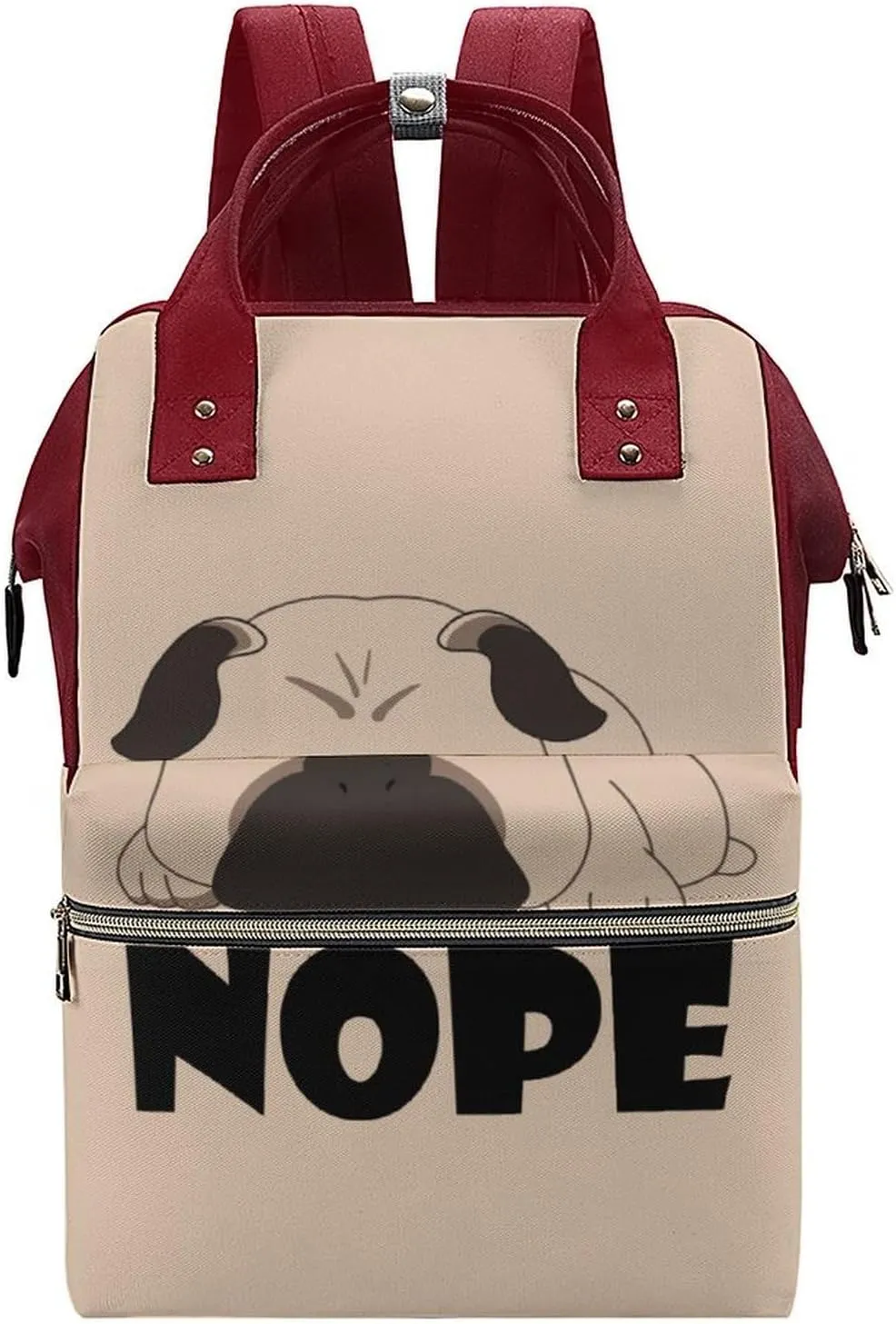 Cute Sleeping Pug Large Travel Bag Backpack Waterproof Bags for Women Back Pack with Bottle Pocket