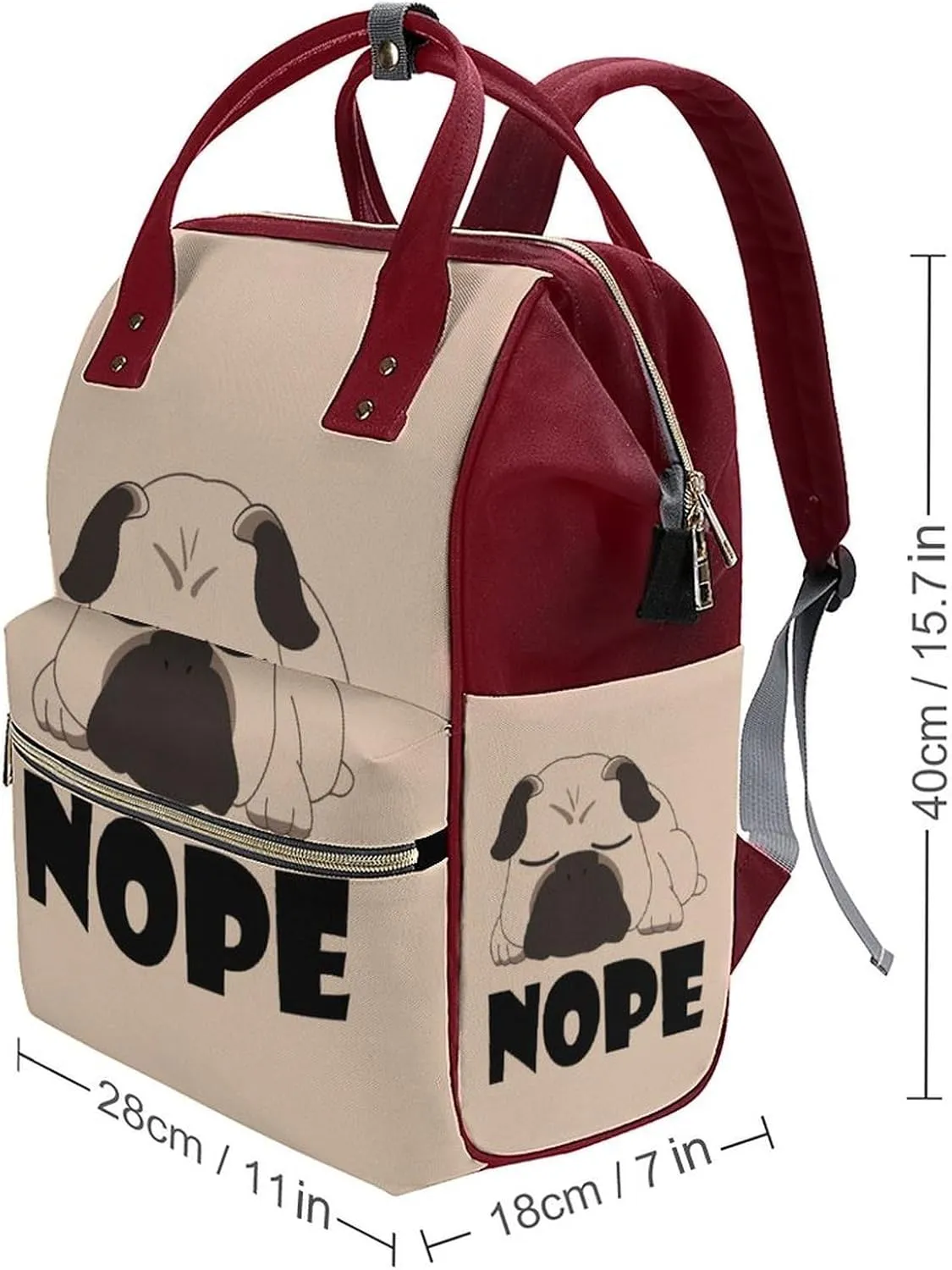Cute Sleeping Pug Large Travel Bag Backpack Waterproof Bags for Women Back Pack with Bottle Pocket