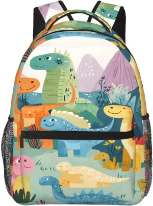 Cute Smiling Dino Portable Backpack For Trekking Unisex Commute