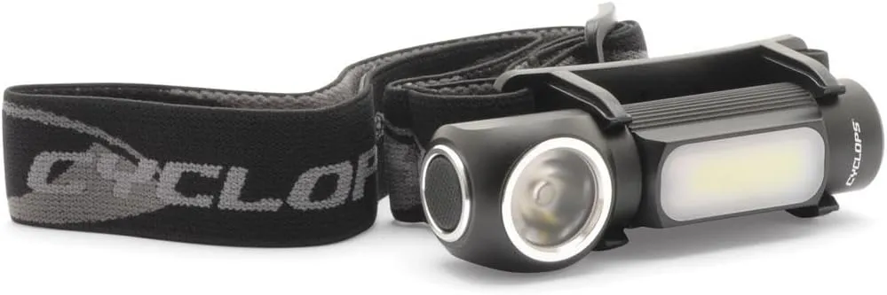 Cyclops Hades Horizon Headlamp | Tactical Durable Lightweight Aluminum Compact Adjustable Headband Weather Resistant IPX4 Rechargeable Removable Bright 2 Color LED 500 Lumen Headlight