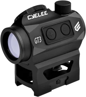 Cyelee GT3 Green Dot Sight for Rifles, Compact 1x20mm 3MOA Shake Awake Reflex Sight, Picatinny Gun Sight with Absolute Co Witness Riser