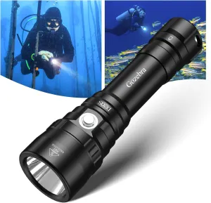 D20S Scuba Diving Light, 2000 Lumens Waterproof Underwater Lights, IPX8 Scuba Diving Flashlight,984ft Long Range Underwater Flashlight for Diving Snorkeling Deep Sea Cave with Charger
