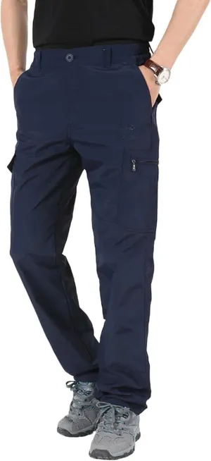 Daily Wear Men's Outdoor Hiking Pants Quick Dry Waterproof Work Pants for Men Stretch Jogger Cycling Pant, 6 Pockets (Color : Royal Blue, Size : M-Medium)