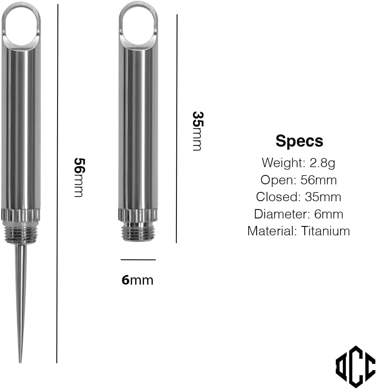DAILYCARRYCO. TiPick Titanium Toothpick Holder - Portable Metal Travel Toothpick - Reusable EDC Micro Toothpick - Compact & Convenient, On-the-Go - Titanium Construction, Titanium Polished