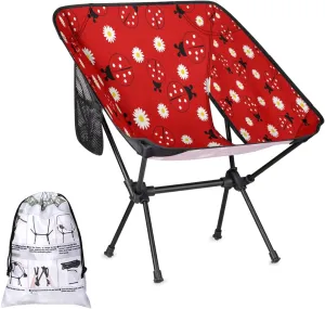 Daisy Red Ladybugs Pattern Camping Chair Lightweight Portable Chairs for Adults Easy Installation Outdoor Foldable Camping Chair for Camping Fishing Hiking Picnic Beach