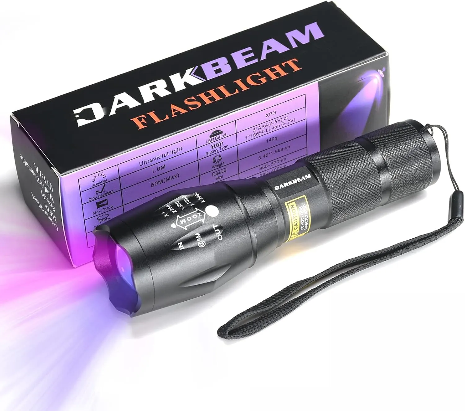 DARKBEAM UV 365nm and 395nm Light Wood's lamp Blacklight Ultraviolet Flashlight LED Portable Mini Handheld Torch, Detector for Dog Urine Pet Stains Anti-counterfeiting Identification, Resin Curing