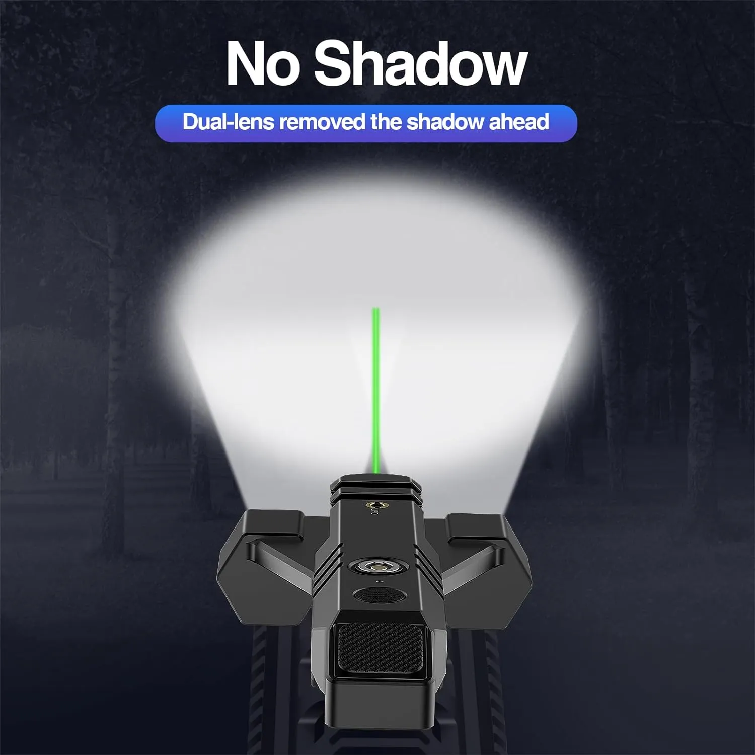 DARKFANG 1450 Lumen Tactical Flashlight with Green Laser Beam Combo, Low Profile Design Rechargeable Weapon Light for Picatinny Rail